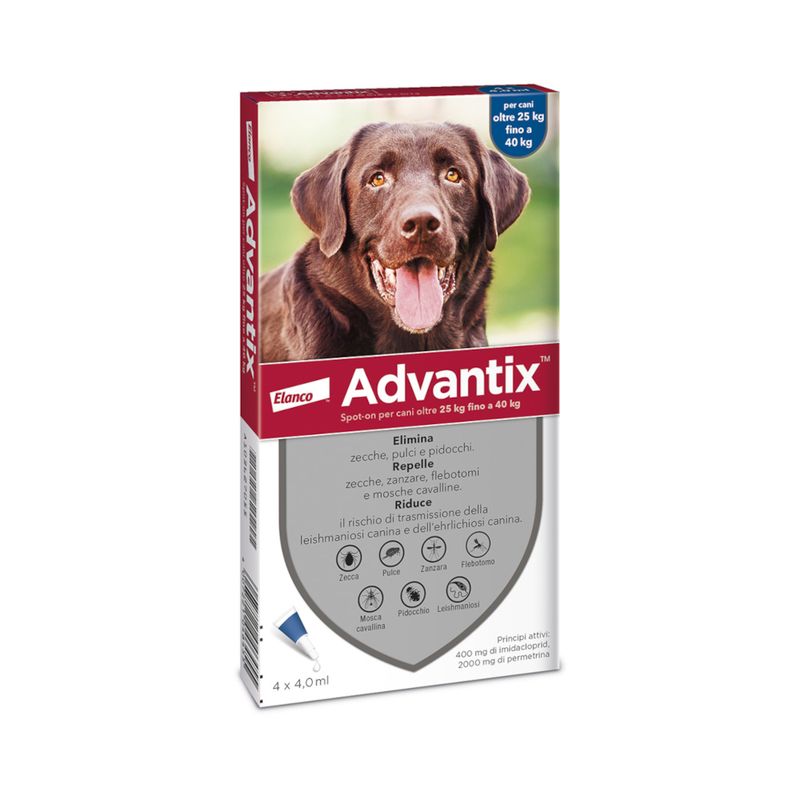 Advantix Spot-on per cani 25-40 kg - 4 pipette Advantix Spot-on per cani 25-40 kg - 4 pipette